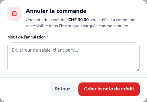 Annuler une vente