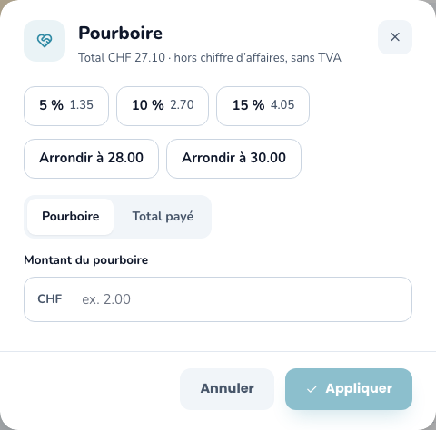 Fenêtre du pourboire
