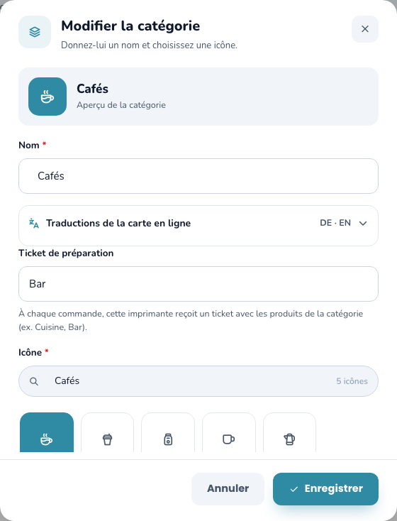 Une catégorie avec ses produits